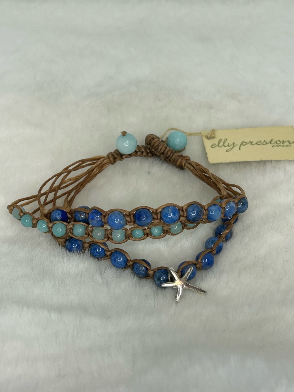 ELLY PRESTON STARFISH TRIPLE ROPE BLUE JASPER BRACELET